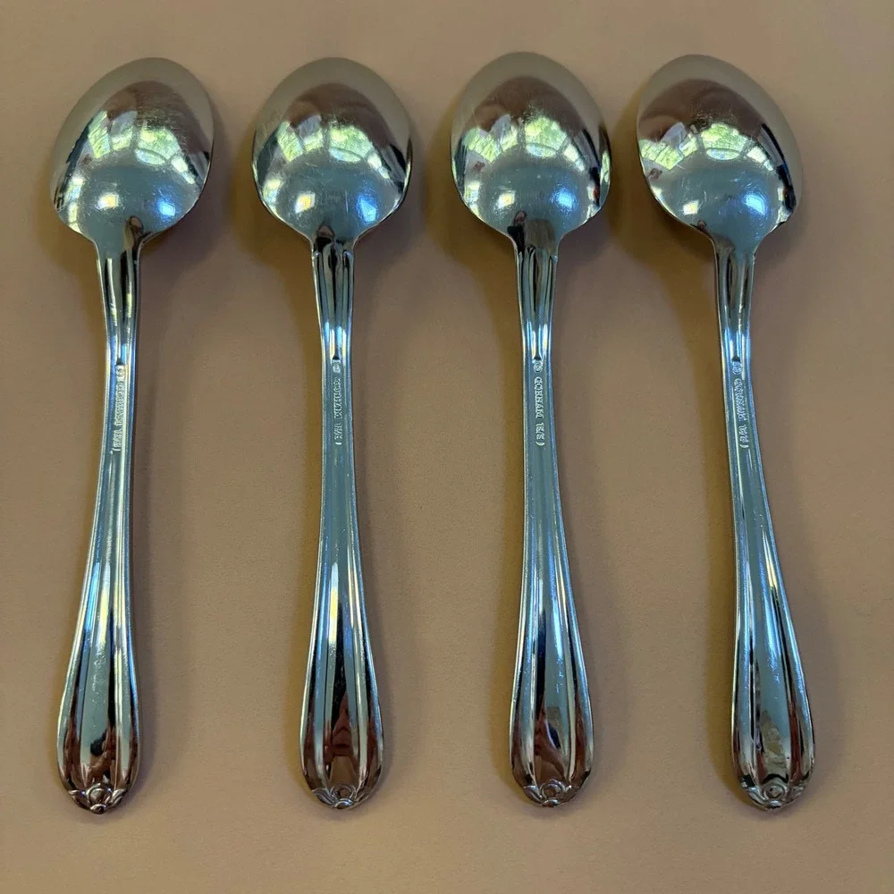 Gorham Melon Bud 18/8 Stainless Steel Soup Tablespoons Set of 4 Silverware 7
